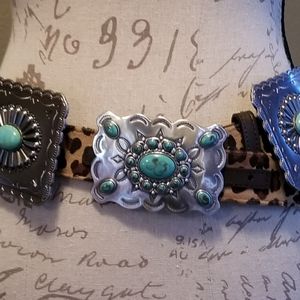 L & B Leopard, turquoise concho belt